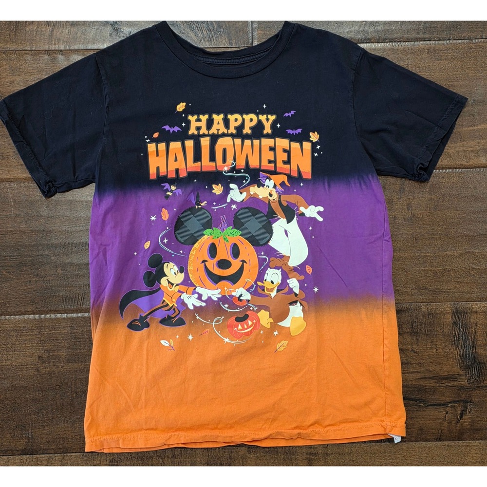 Disney Parks Halloween Mickey Donald Goofy Ombre Graphic T-Shirt Kids XL 14